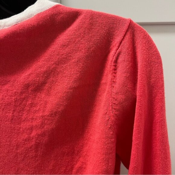 Vintage FOREVER 21 100% Cotton Coral Orange Pink Cardigan Sweater Size Small - Picture 10 of 10